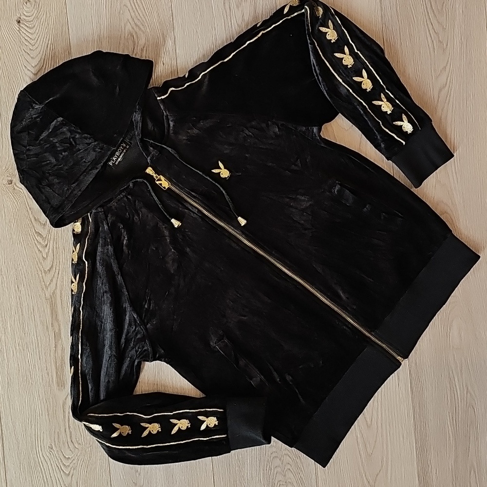 PLAYBOY Black and Gold Hoodie